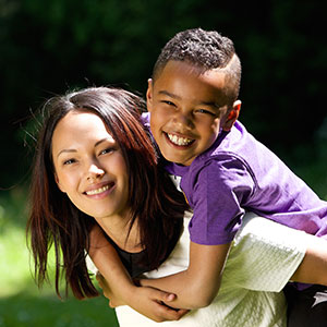 happy parent with child